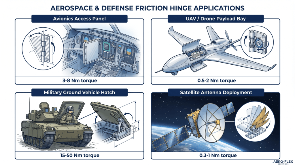 Friction Hinges in Aerospace & Defense: When a Hinge Failure Is Not an Option 2 aerospace hinge applications