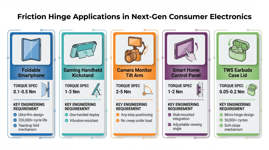 Beyond Laptops: How Friction Hinges Are Reshaping the Next Generation of Consumer Electronics 2 consumer electronics hinge applications