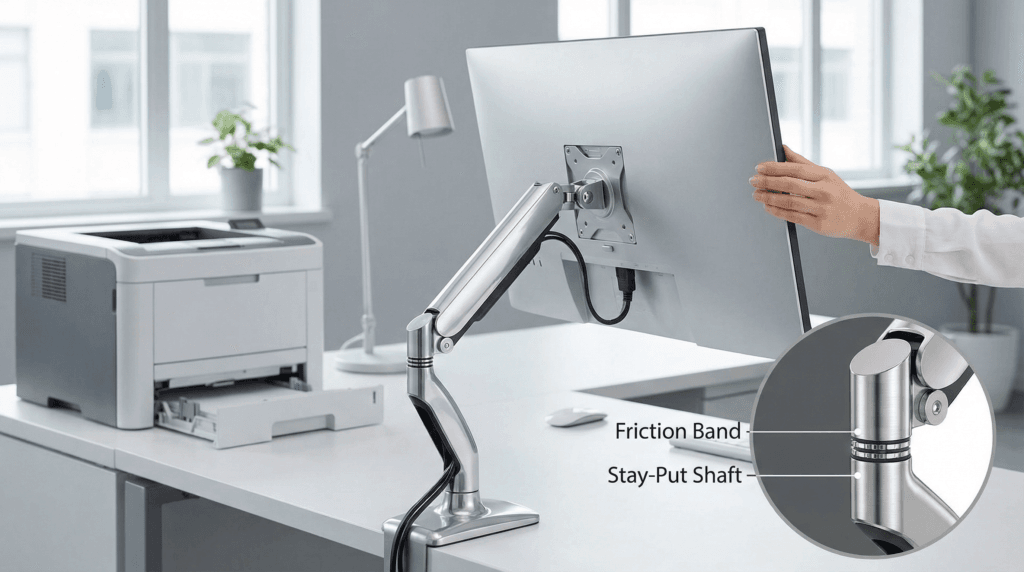 Precision Positioning: Motion Control Torque Hinges in Office and Display Equipment 1 friction hinge monitor arm office equipment
