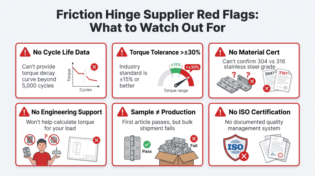 friction hinge supplier red flags