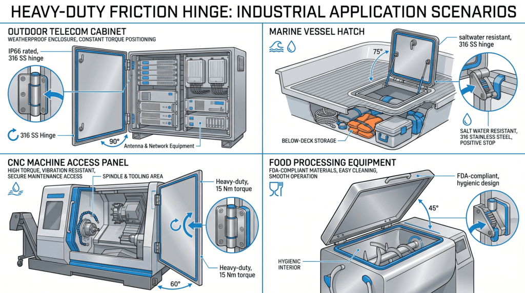heavy duty friction hinge applications